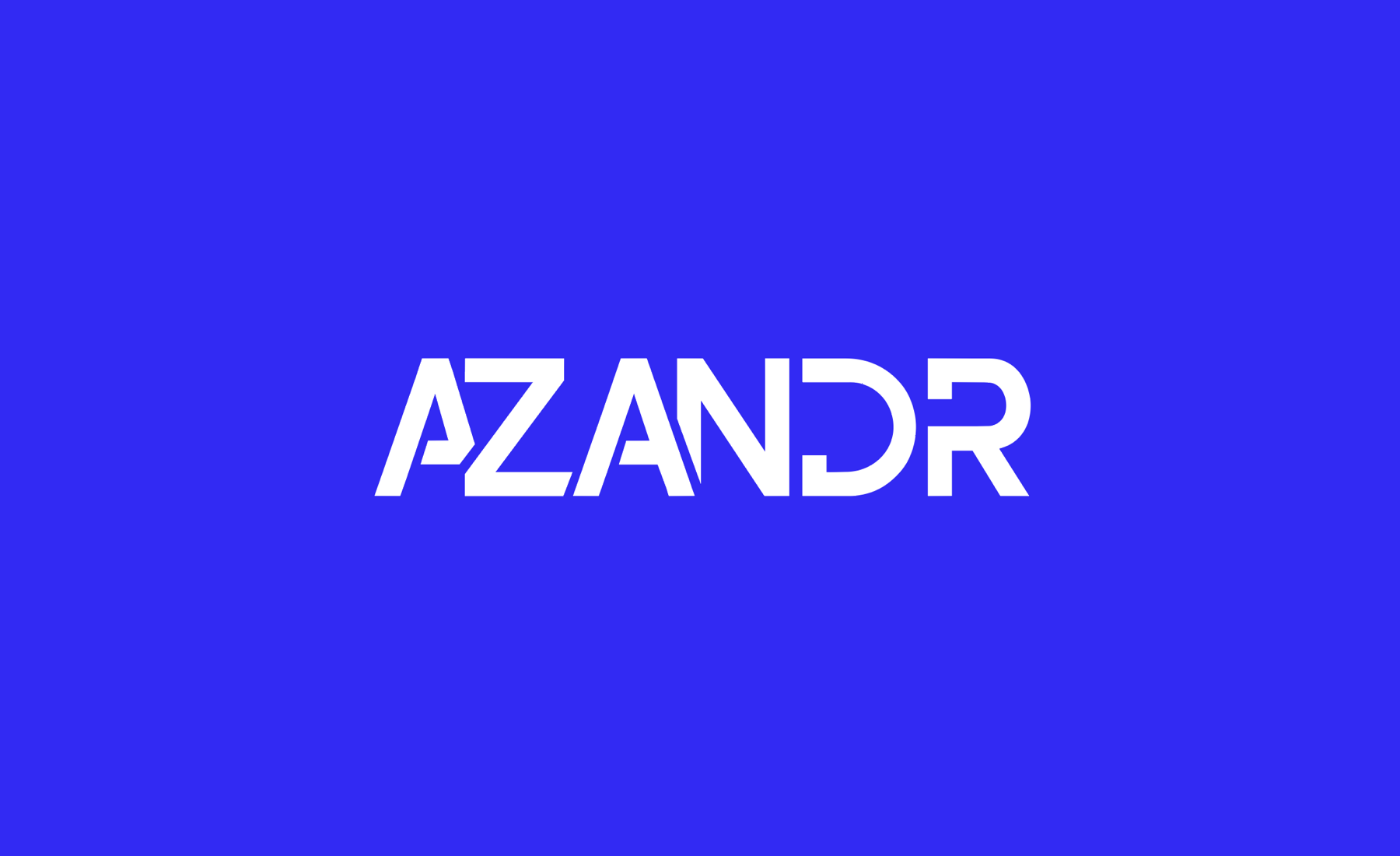 Le logotype Azandr en blanc sur un aplat bleu électrique.