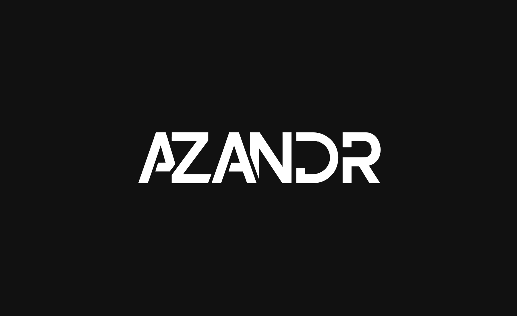 Le logotype Azandr en blanc sur un aplat noir.