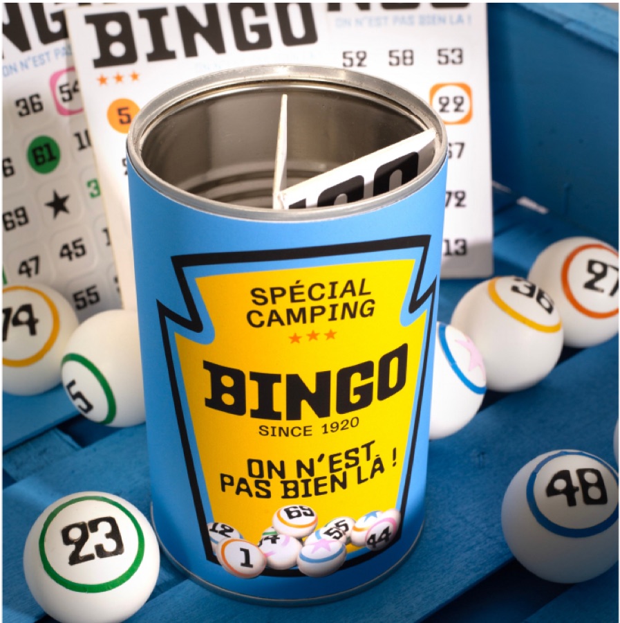 Bingo — boîte sérigraphiée « Spécial camping ».