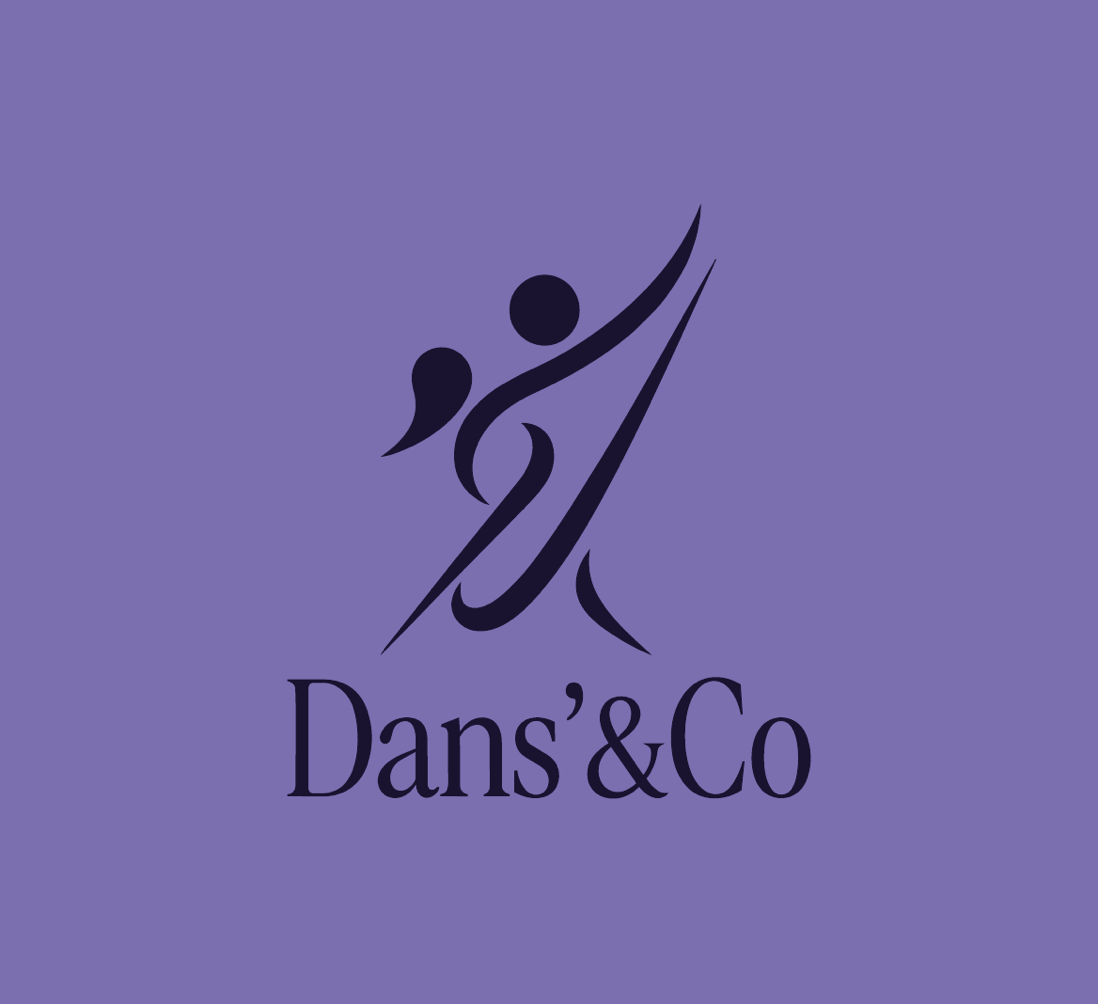 Le logo noir sur fond violet.