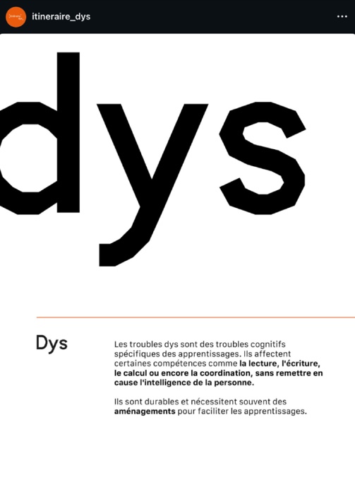 « dys » en très grand, suivi d’une définition des troubles dys.